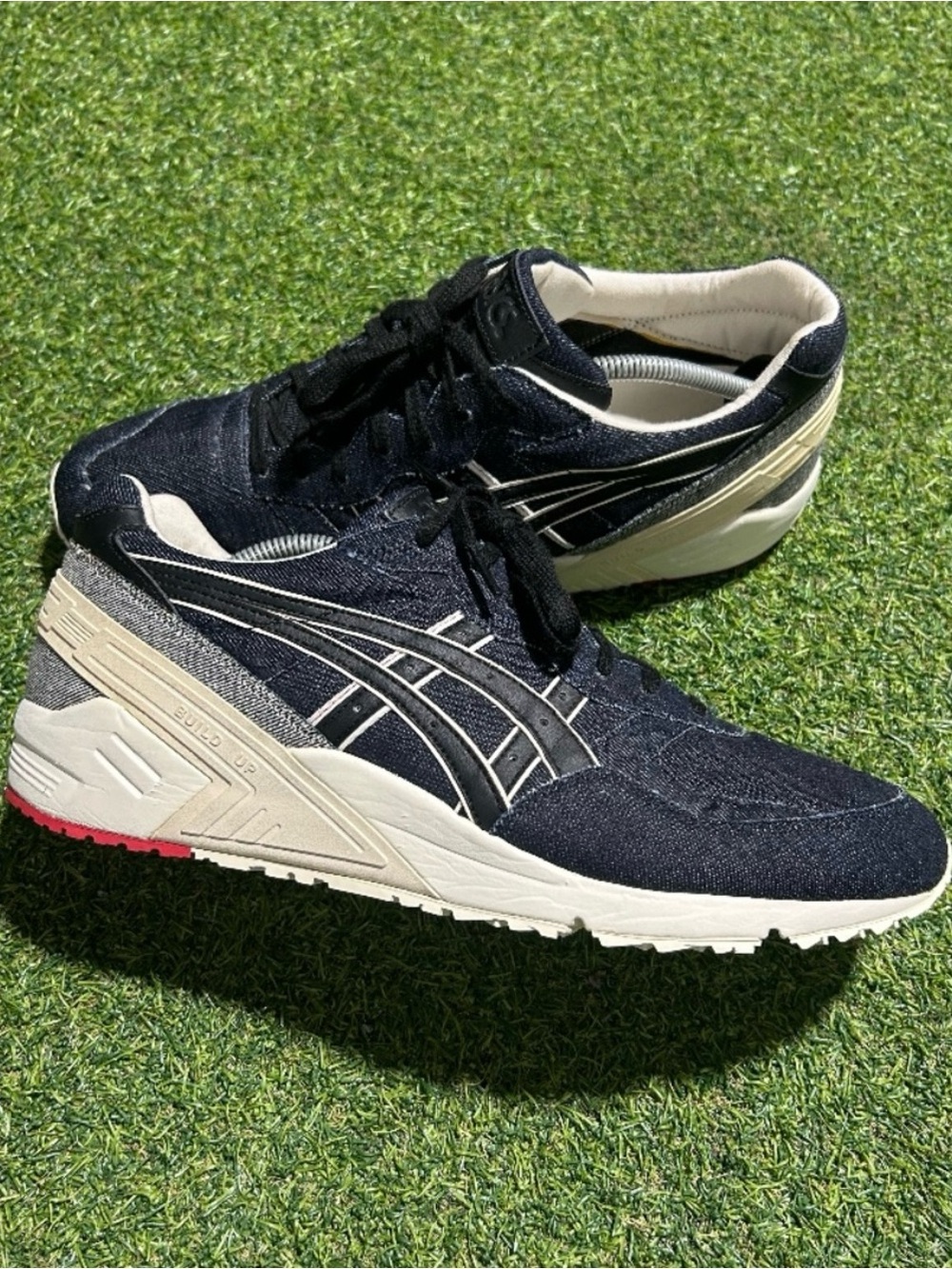 ASICS Men's Dark Blue Athletic Sneakers with White Accents